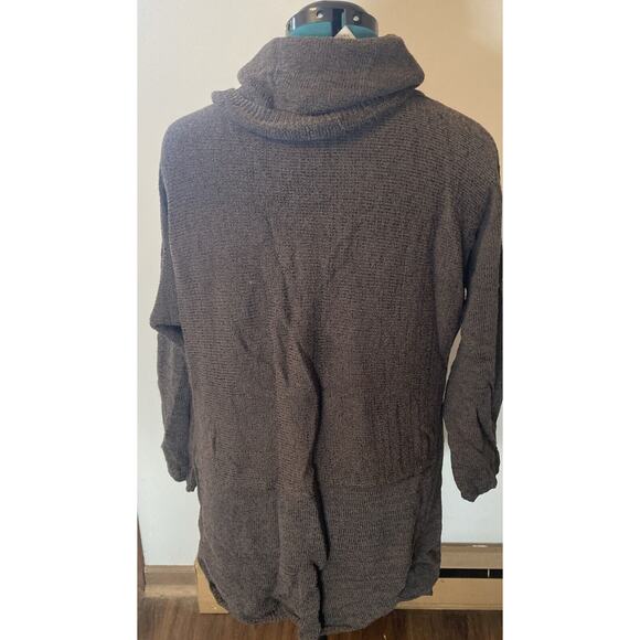 Soft Surroundings Cowl Neck Sweater Knit Tunic Dress Textured Pockets Brown S/M - Picture 4 of 6